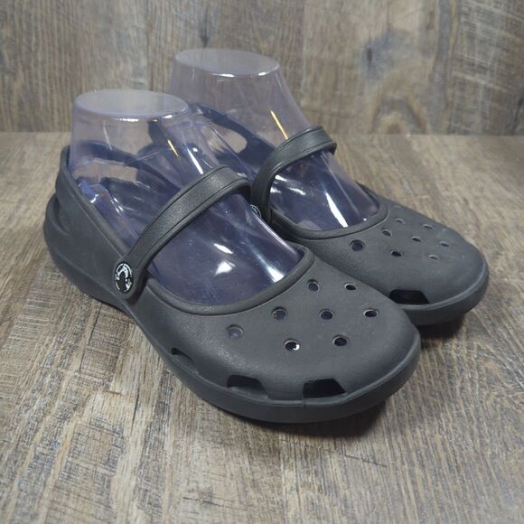Crocs Womens Black Shayna Mary Jane Slip On Slingback Sandals Ballet Flat Size 8 - Picture 1 of 12